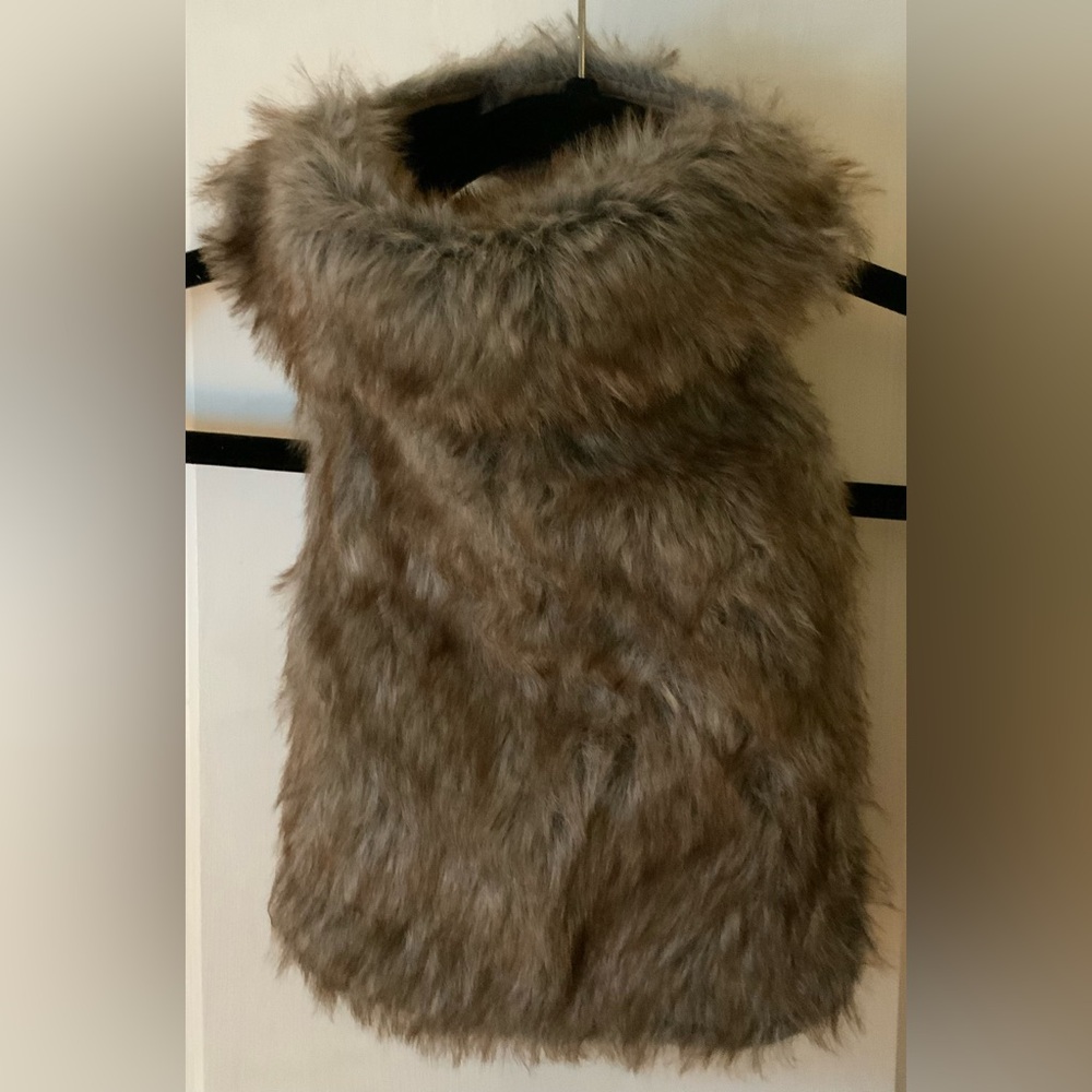 Brown faux fur dog vest with vest